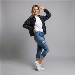 Mujer babucha jean elastizado corazon lentejuelas linea italiana - IB