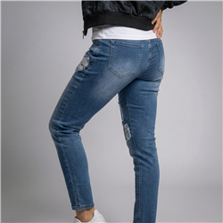 Mujer babucha jean elastizado corazon lentejuelas linea italiana - IB