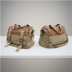 Bolso lona combinado ecocuero frente cordon - GO