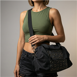 Bolso lona frente bolsillo arandelas - GO