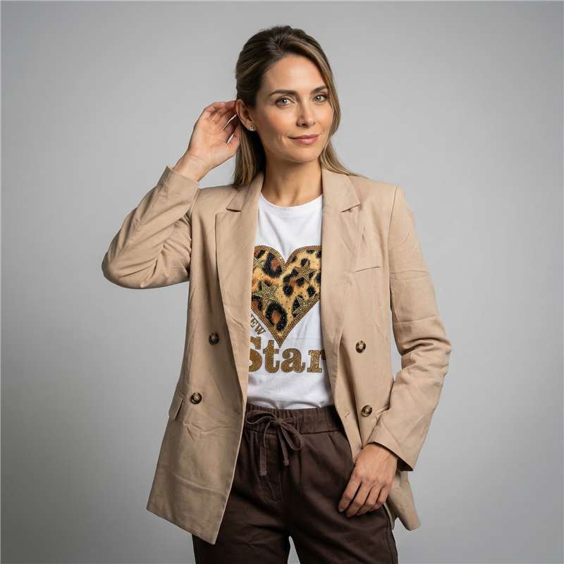 Mujer blazer sastrero cruzado liso - Fra