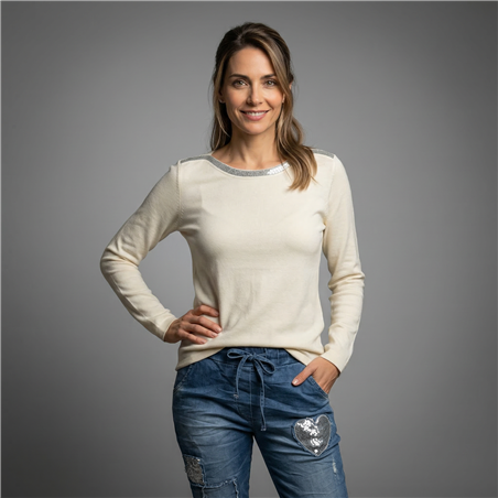 Mujer sweater bremer cuello bote brillo - OG