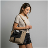 Bolso lona frente bolsillo ecocuero tachas - GO