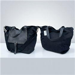 Bolso lona frente bolsillo ecocuero tachas - GO