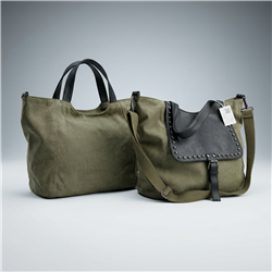 Bolso lona frente bolsillo ecocuero tachas - GO