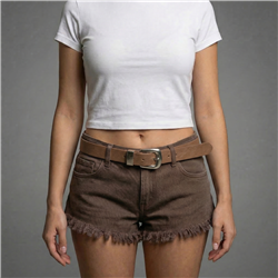 Mujer cinto ecocuero hebilla cuadrada liso - GO