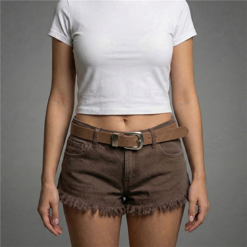 Mujer cinto ecocuero hebilla cuadrada liso - GO