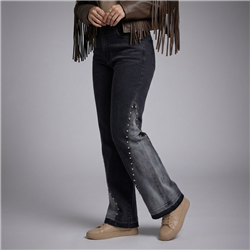 Mujer pantalon jean recorte lateral tachas - EM