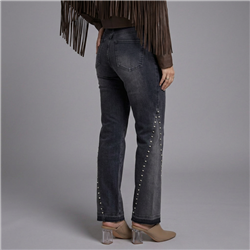 Mujer pantalon jean recorte lateral tachas - EM