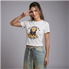 Mujer remera algodon corta estampa oso brillo auricular - EM