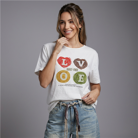 Mujer remera algodon estampa circulo color LOVE - EM