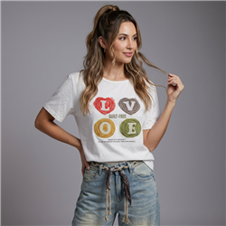 Mujer remera algodon estampa circulo color LOVE - EM