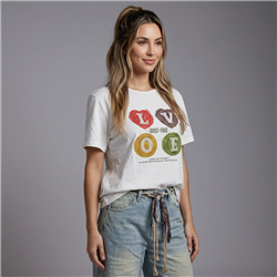 Mujer remera algodon estampa circulo color LOVE - EM