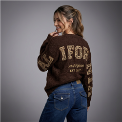 Mujer sweater lana borado en espalda print california - EM