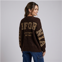 Mujer sweater lana borado en espalda print california - EM