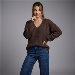 Mujer sweater lana borado en espalda print california - EM