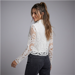 Mujer camisa guipur corta mangas largas - EU
