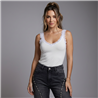 Mujer musculosa modal corta escote V encaje - KI