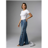Mujer pantalon jean wideleg bordado flores brillo - EL