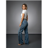 Mujer pantalon jean wideleg bordado flores brillo - EL