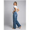 Mujer pantalon jean wideleg bordado flores brillo - EL