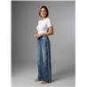 Mujer pantalon jean wideleg bordado flores brillo - EL