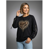Mujer buzo acetato frente corazon print piedras linea italiana - IB