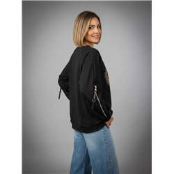 Mujer buzo acetato frente corazon print piedras linea italiana - IB