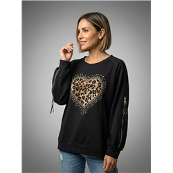 Mujer buzo acetato frente corazon print piedras linea italiana - IB