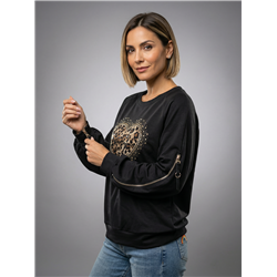 Mujer buzo acetato frente corazon print piedras linea italiana - IB