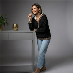 Mujer buzo acetato capucha print linea italiana - IB