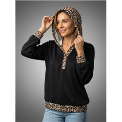 Mujer buzo acetato capucha print linea italiana - IB