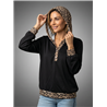 Mujer buzo acetato capucha print linea italiana - IB