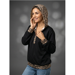 Mujer buzo acetato capucha print linea italiana - IB