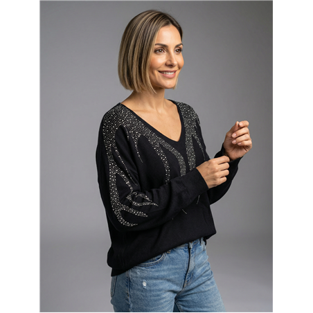 Mujer sweater bremer frente fuego estrass - OG