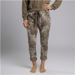 Mujer babucha lino elastizado estampa hojas linea italiana - IB