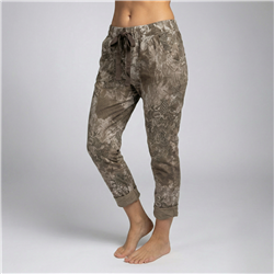 Mujer babucha lino elastizado estampa hojas linea italiana - IB