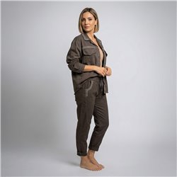 Mujer babucha gabardina elastizada tachas bolsillos linea ita - IB