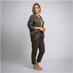 Mujer camisaco gabardina frente tachas linea italiana - IB