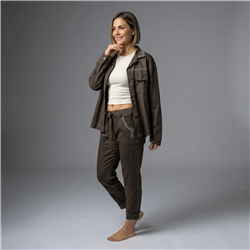 Mujer camisaco gabardina frente tachas linea italiana - IB