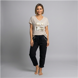 Mujer remera algodon amplia estampa dream brillo linea italaina - IB