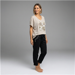 Mujer remera algodon amplia estampa dream brillo linea italaina - IB