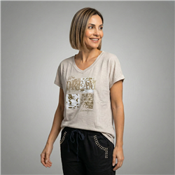 Mujer remera algodon amplia estampa dream brillo linea italaina - IB