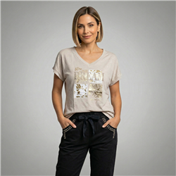 Mujer remera algodon amplia estampa dream brillo linea italaina - IB
