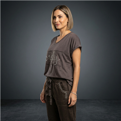 Mujer remera algodon estampa tachas brillo linea italiana - IB