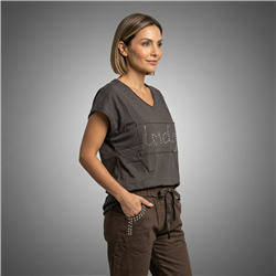 Mujer remera algodon estampa tachas brillo linea italiana - IB