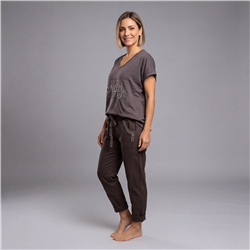 Mujer remera algodon estampa tachas brillo linea italiana - IB