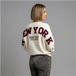 Mujer sweater tejido amplio aplique en espalda NEW YORK - PI