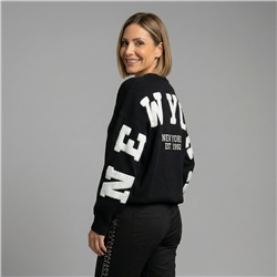 Mujer sweater tejido amplio aplique en espalda NEW YORK - PI