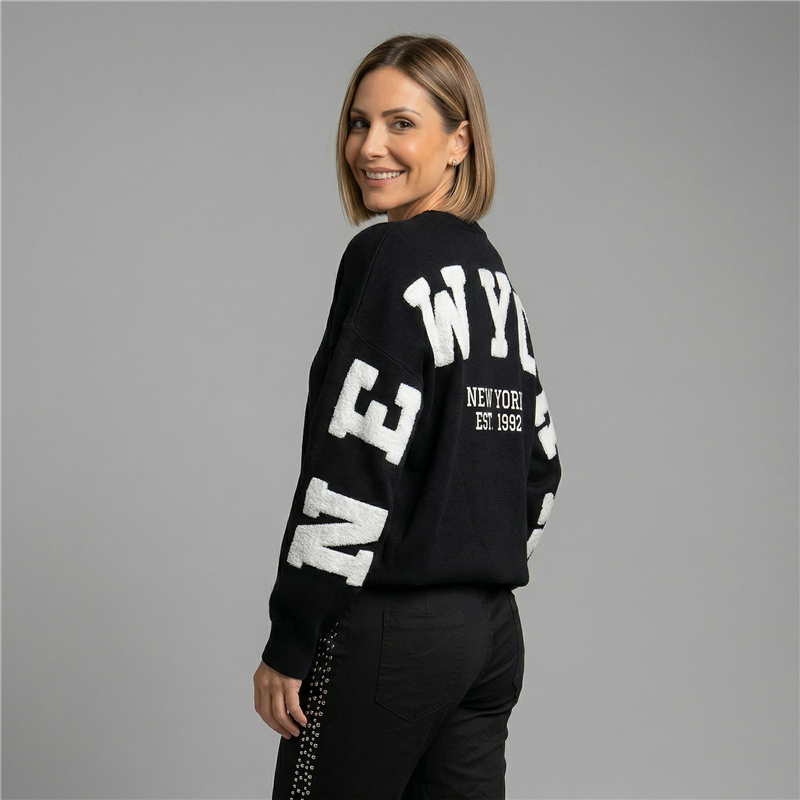 Mujer sweater tejido amplio aplique en espalda NEW YORK - PI